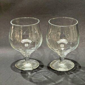 Baileys Irish Cream Snifter Pedestal Bar Glasses Paneled Set of Two 4 Ounce